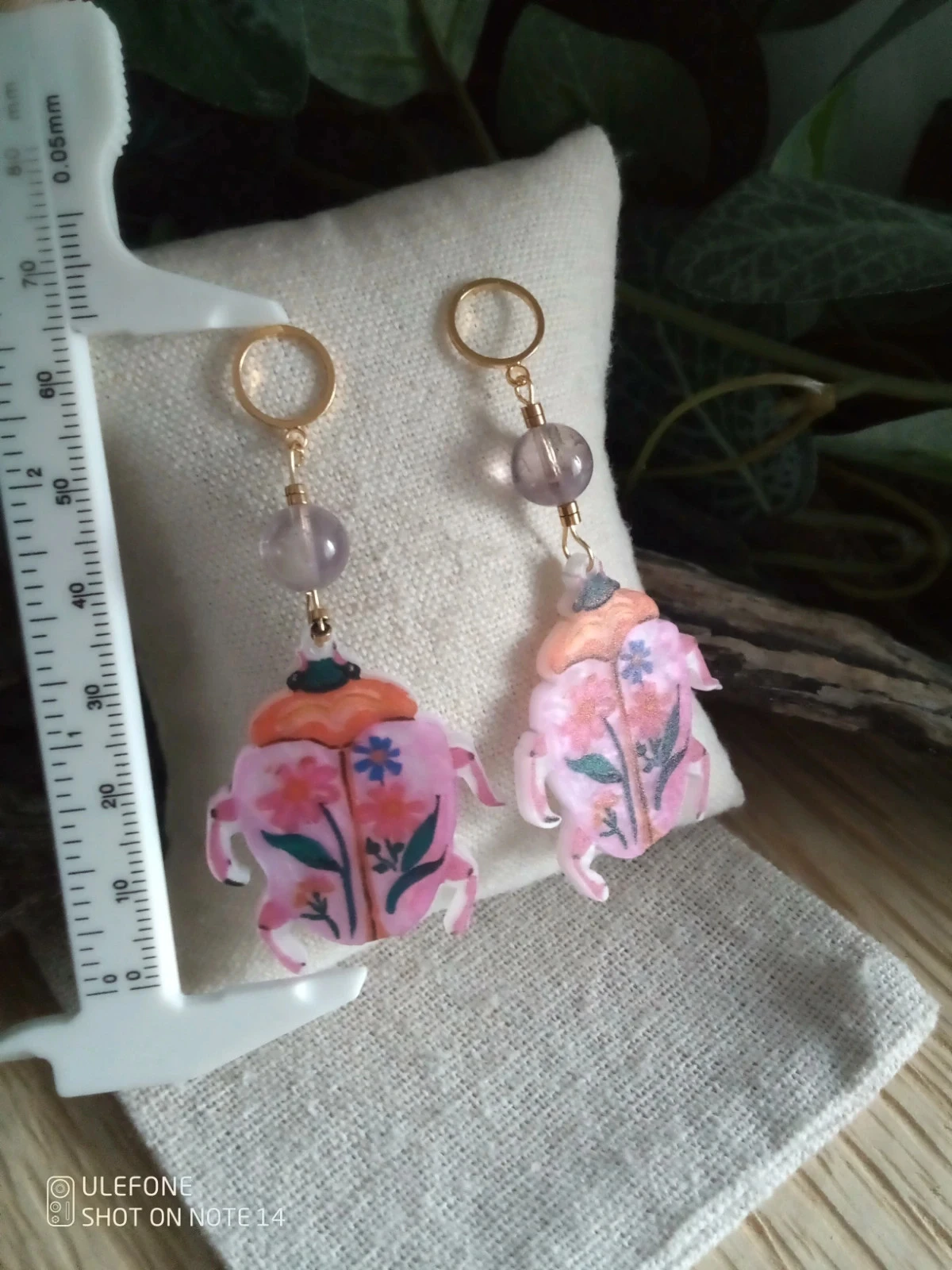 Pendientes de amatista y escarabajos rosados – photo 2